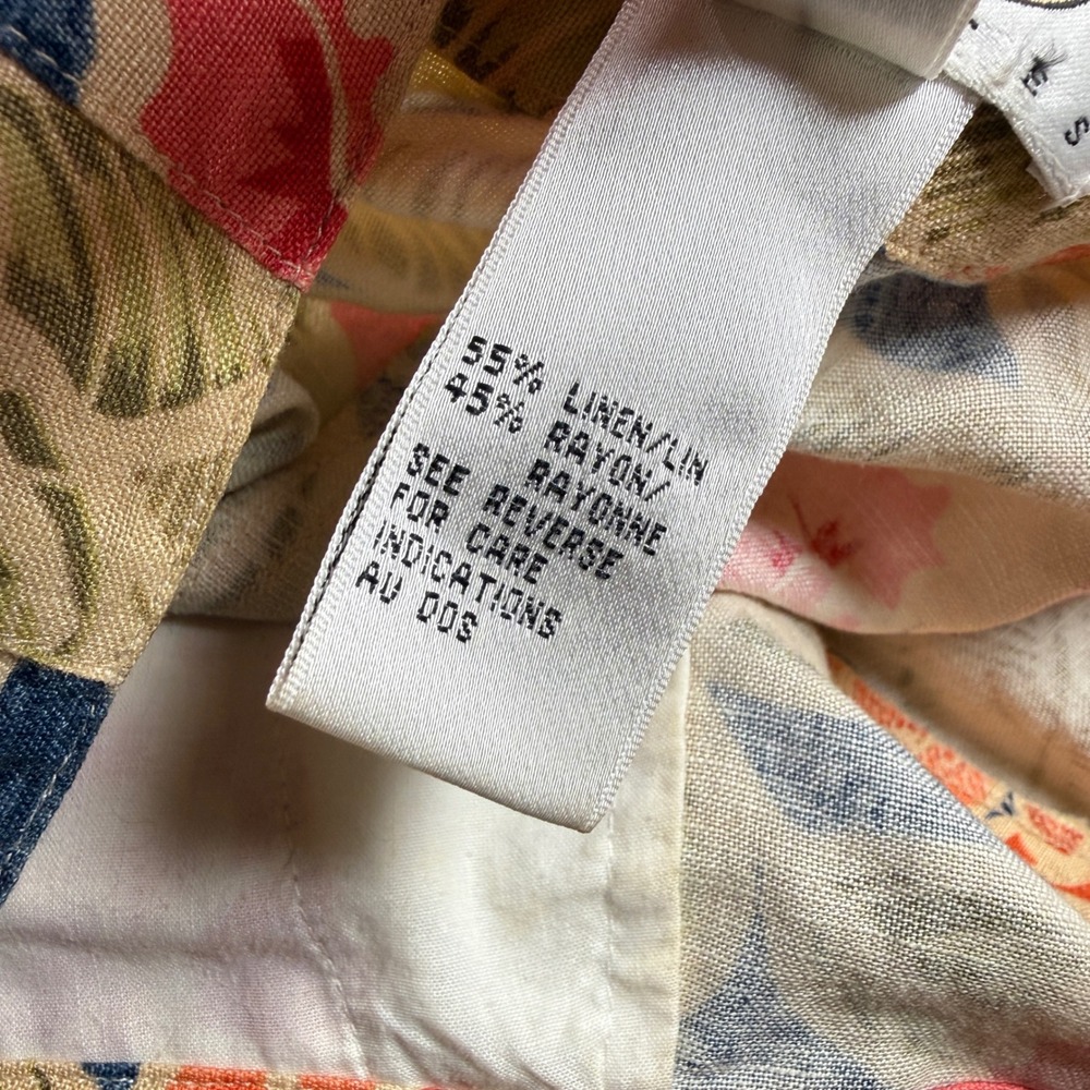 VTG Talbots Petites Floral Linen Pants Women 12P Tropical Straight Coastal 90s - Picture 10 of 12